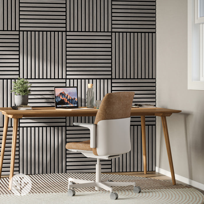 Grey Oak Square Acoustic Slat Wall Panels by WVH®