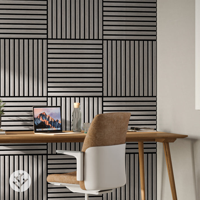 Grey Oak Square Acoustic Slat Wall Panels by WVH®