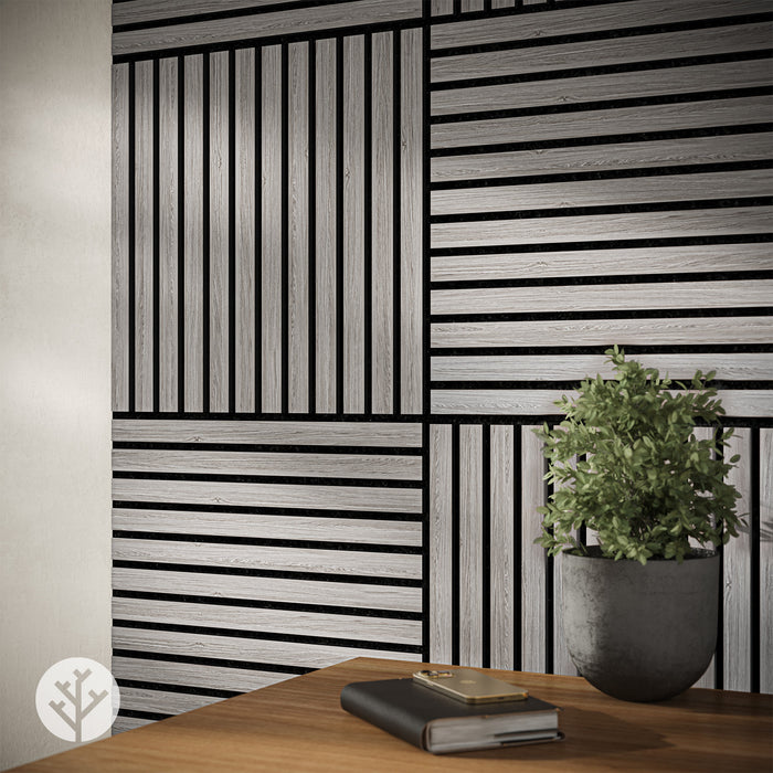 Grey Oak Square Acoustic Slat Wall Panels by WVH®