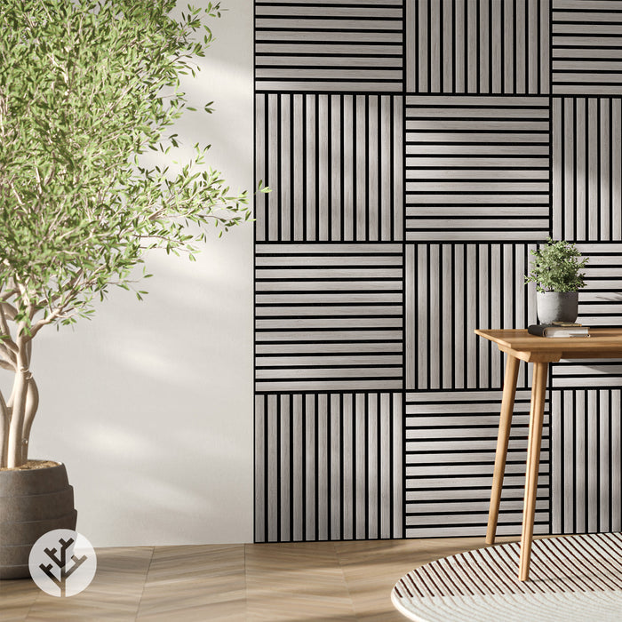 Grey Oak Square Acoustic Slat Wall Panels by WVH®