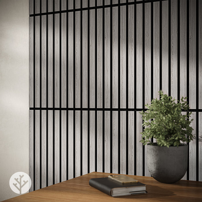 Grey Oak Square Acoustic Slat Wall Panels by WVH®