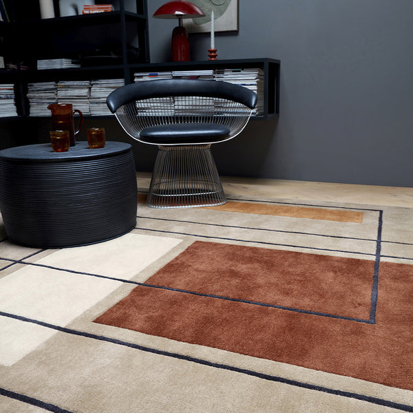 Cubi Terracotta Outline Luxury Rug