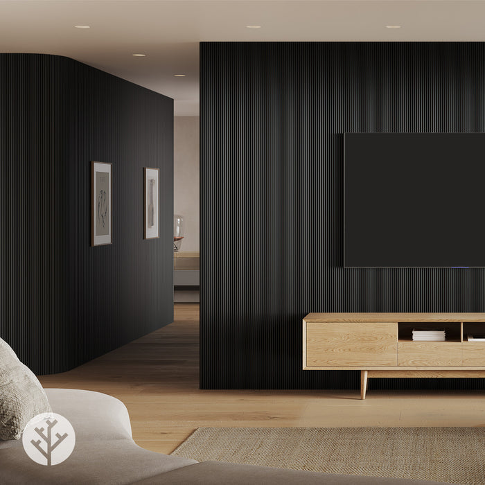 Flutto™ Black Mini-Ridge Flexible Tambour Wood Panels