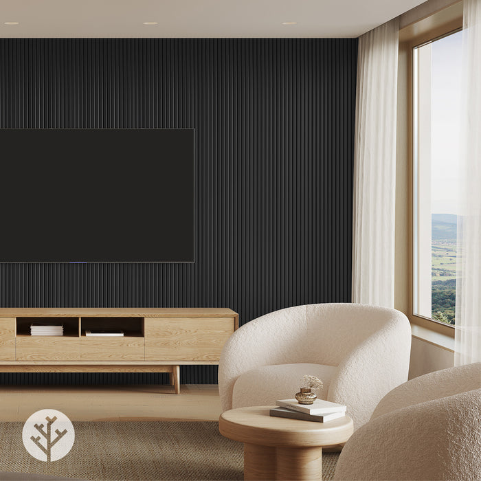 Flutto™ Black Slat Flexible Tambour Wood Panels