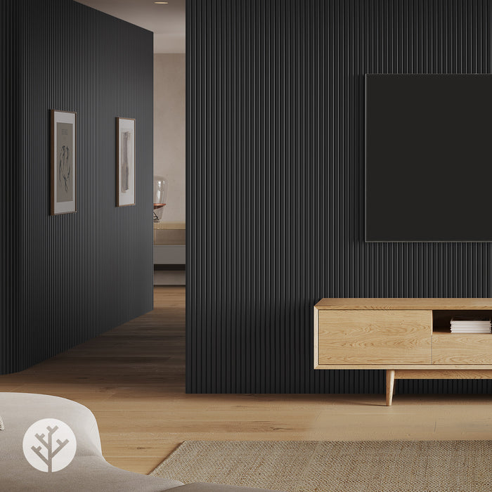 Flutto™ Black Slat Flexible Tambour Wood Panels